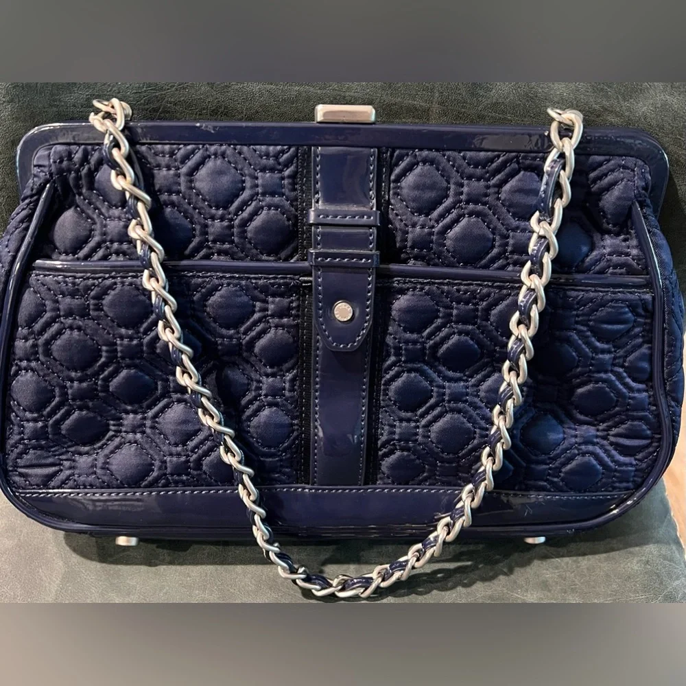 Vera Bradley quilted navy blue handbag